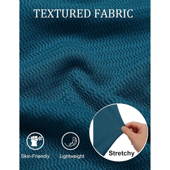 Men's Knit Polo Sweater V-Neck Long Sleeve Dress Pullover Sweater Peacock Blue - Picture 5 of 5